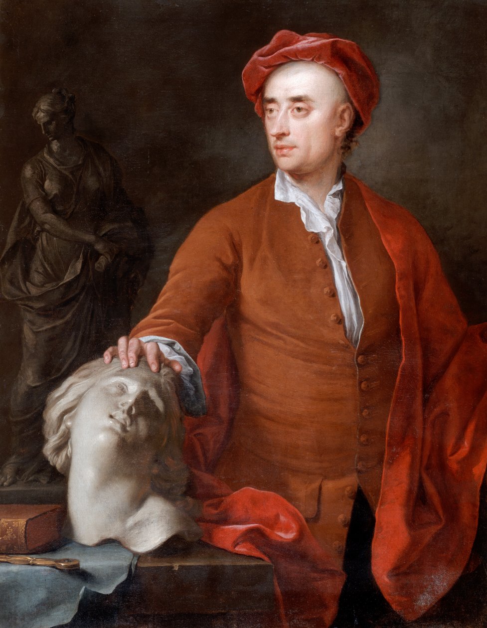 Portrait of John Michael Rysbrack, presumed, 18th century. dani af Samuel Buck