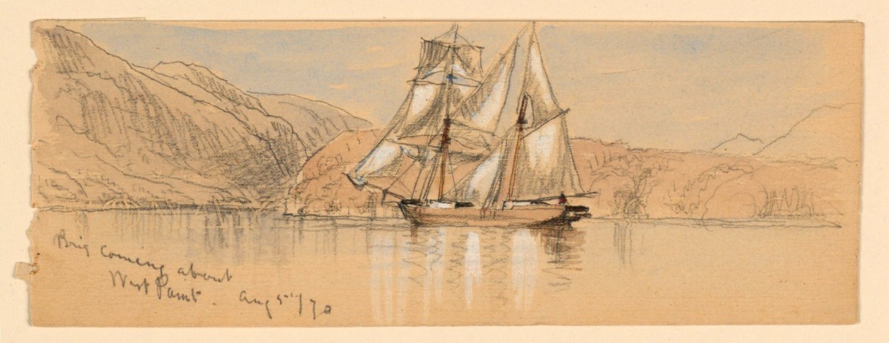 Brig kommer omkring, West Point af Samuel Colman