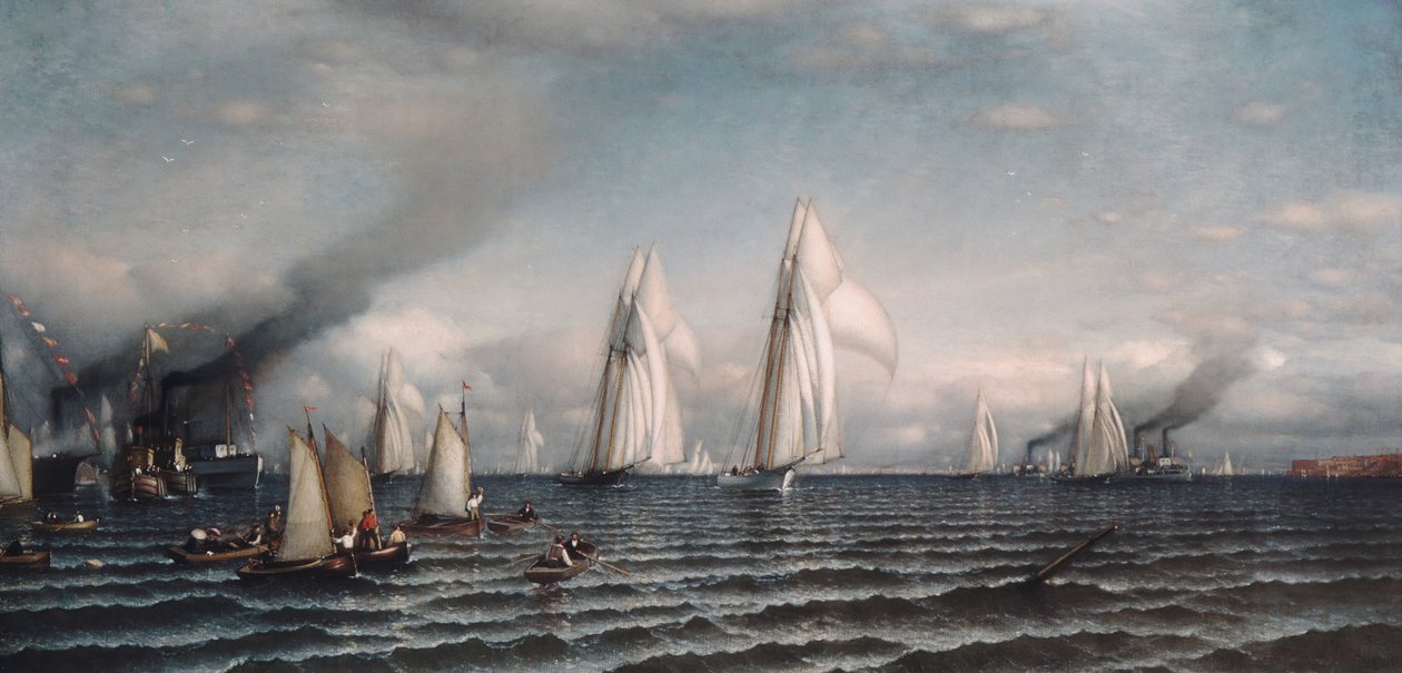 Afslut første internationale race for Americas Cup, 8. august 1870, 1870. af Samuel Colman