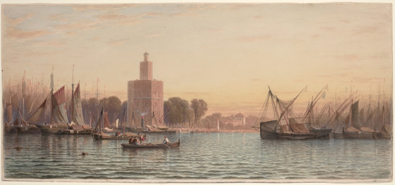 Havnen i Sevilla af Samuel Colman