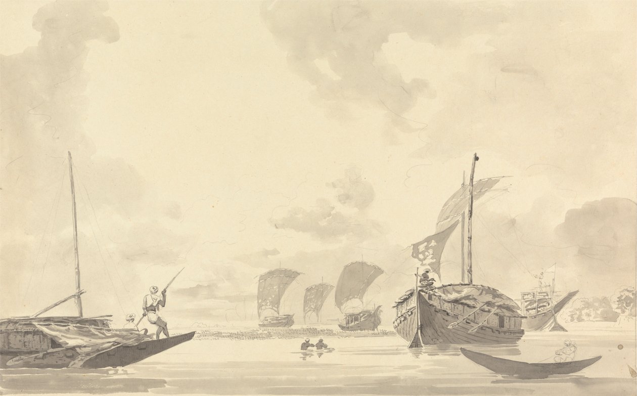 Både på Hooghly [Hooghly] floden af Samuel Davis