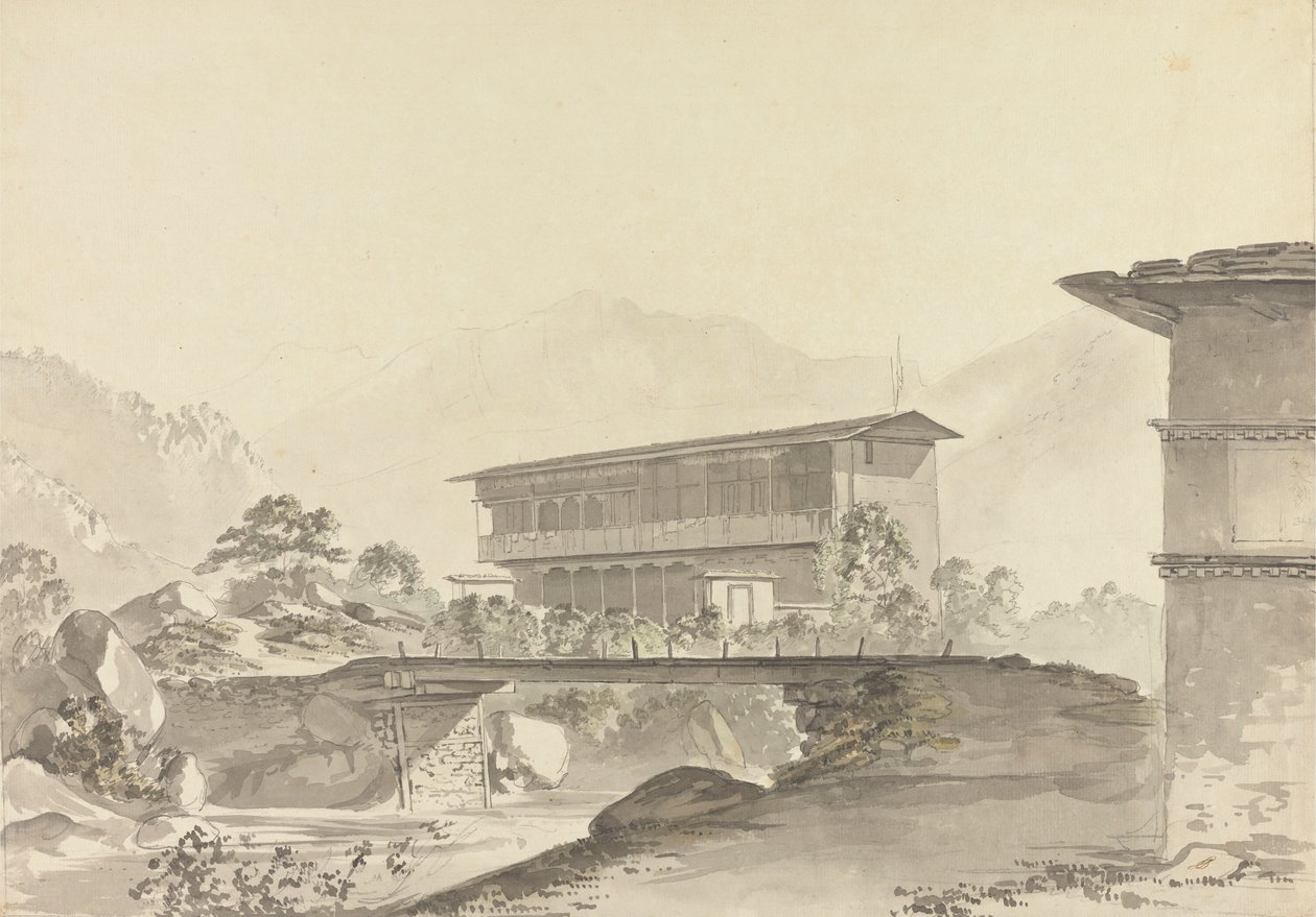 I nærheden af ​​Tassisudon [Tashicho Dzong] af Samuel Davis