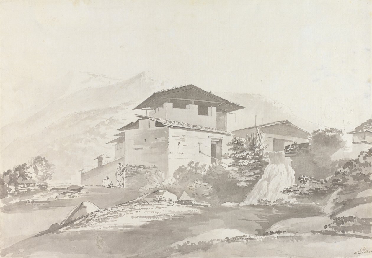 I nærheden af ​​Tassisudon [Tashicho Dzong] af Samuel Davis