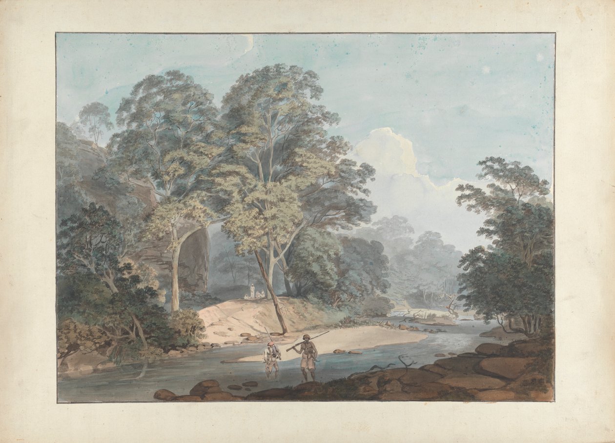 Rocky River Scene med Sepoys af Samuel Davis