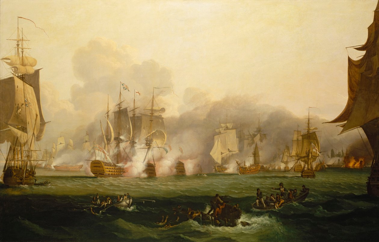 Slaget ved Trafalgar, 21. oktober 1805, begyndelsen af det 19. århundrede (olie på lærred) af Samuel Drummond