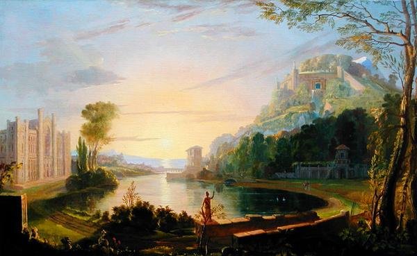Allegorisk landskab, der viser New York University, Washington Square, New York af Samuel Finley Breese Morse