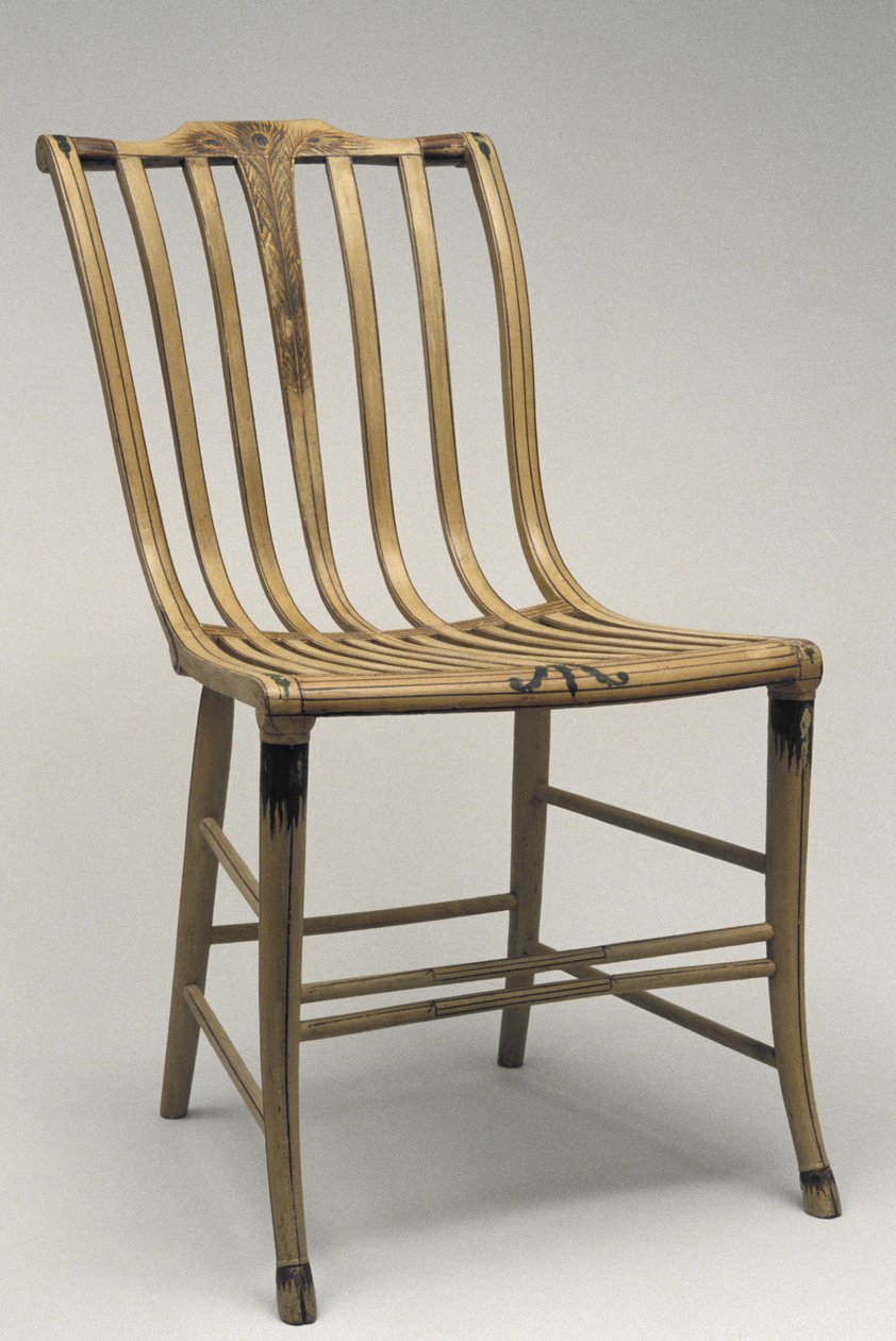 Sidestol, ca. 1808-1812 (birk, eg, bøg, maling) af Samuel Gragg