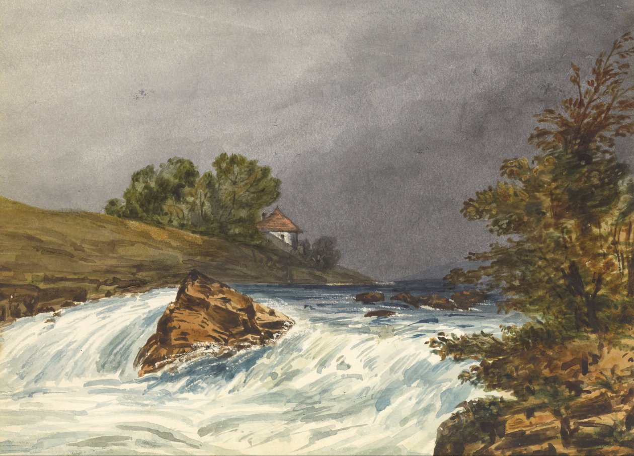 Flodscene med hus af Samuel H. Owen