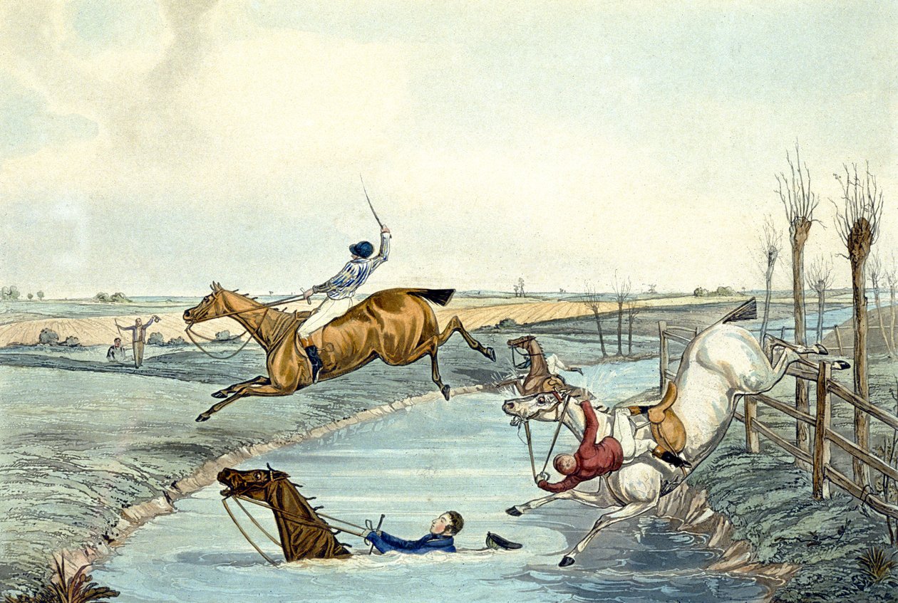 Second Mile, fra Steeplechasing, indgraveret af Charles Hunt (1929-1900) (farve litho) af Samuel Henry (after) Alken