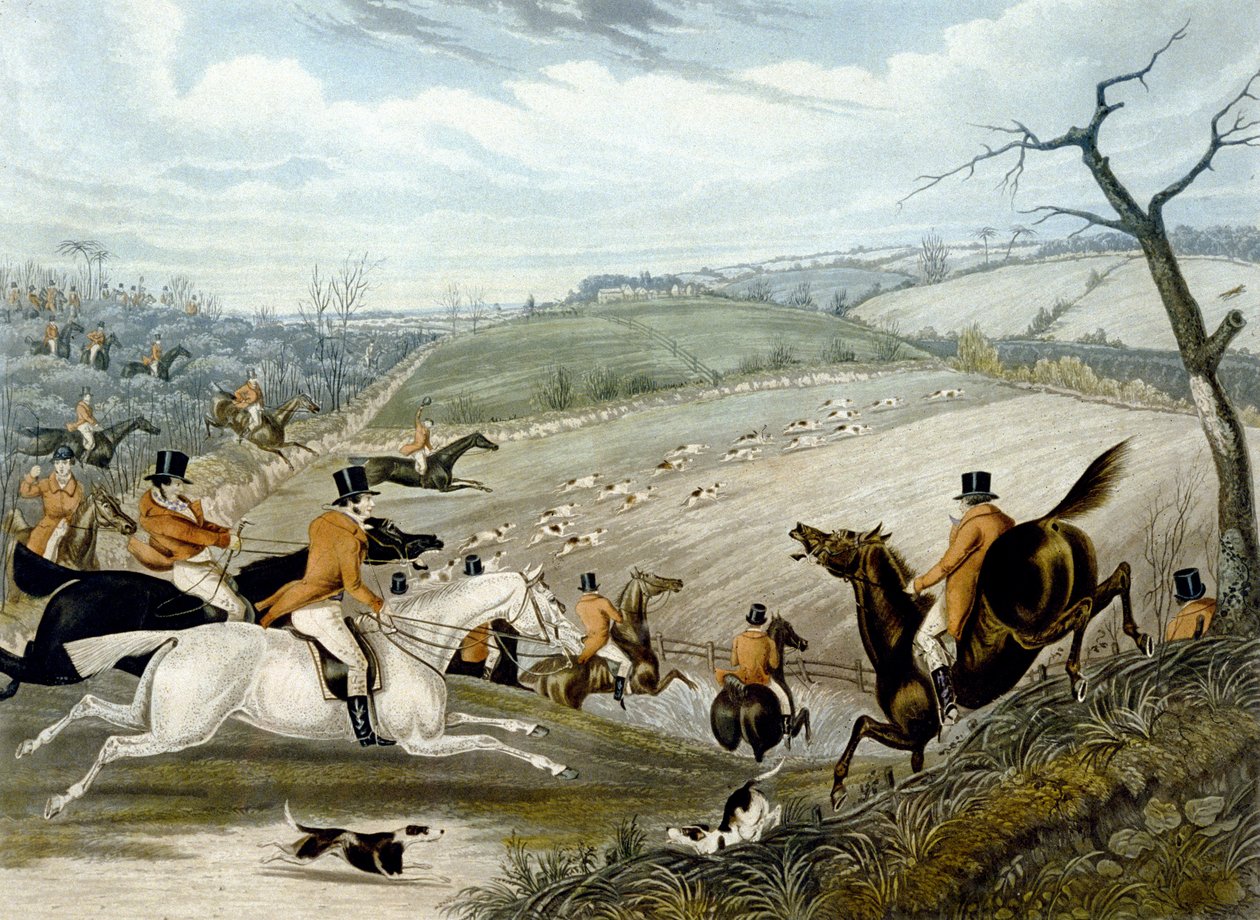 The Grand Leicestershire Fox Hunt, plade 1 af Samuel Henry (after) Alken