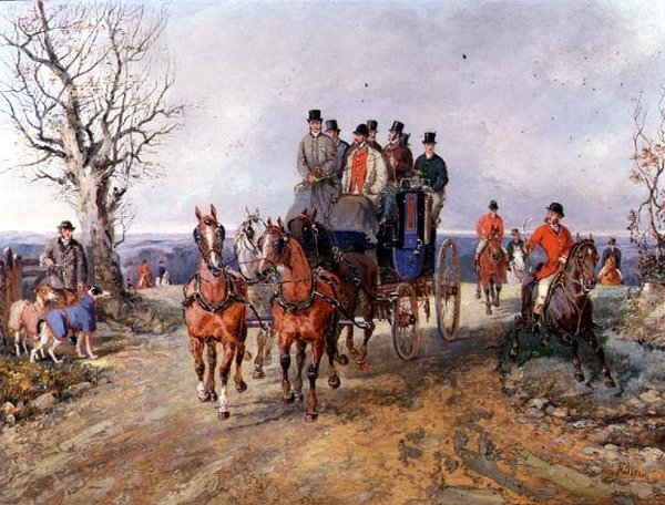 En træner og fire på åben vej af Samuel Henry Alken