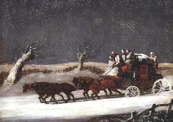 Posttræner i en snedrift af Samuel Henry Alken