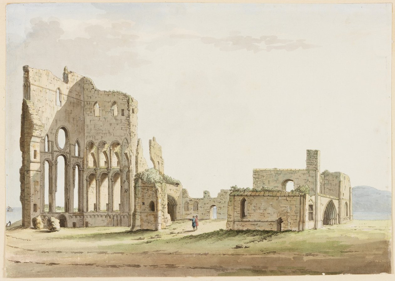 Tynemouth Priory, Northumberland (pen og blæk og wc på papir) af Samuel Hieronymous Grimm