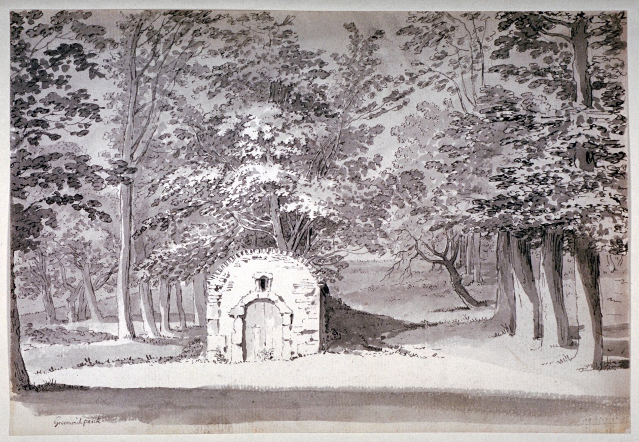 Et ishus eller kanal i Greenwich Park, London, 1772 af Samuel Hieronymus Grimm