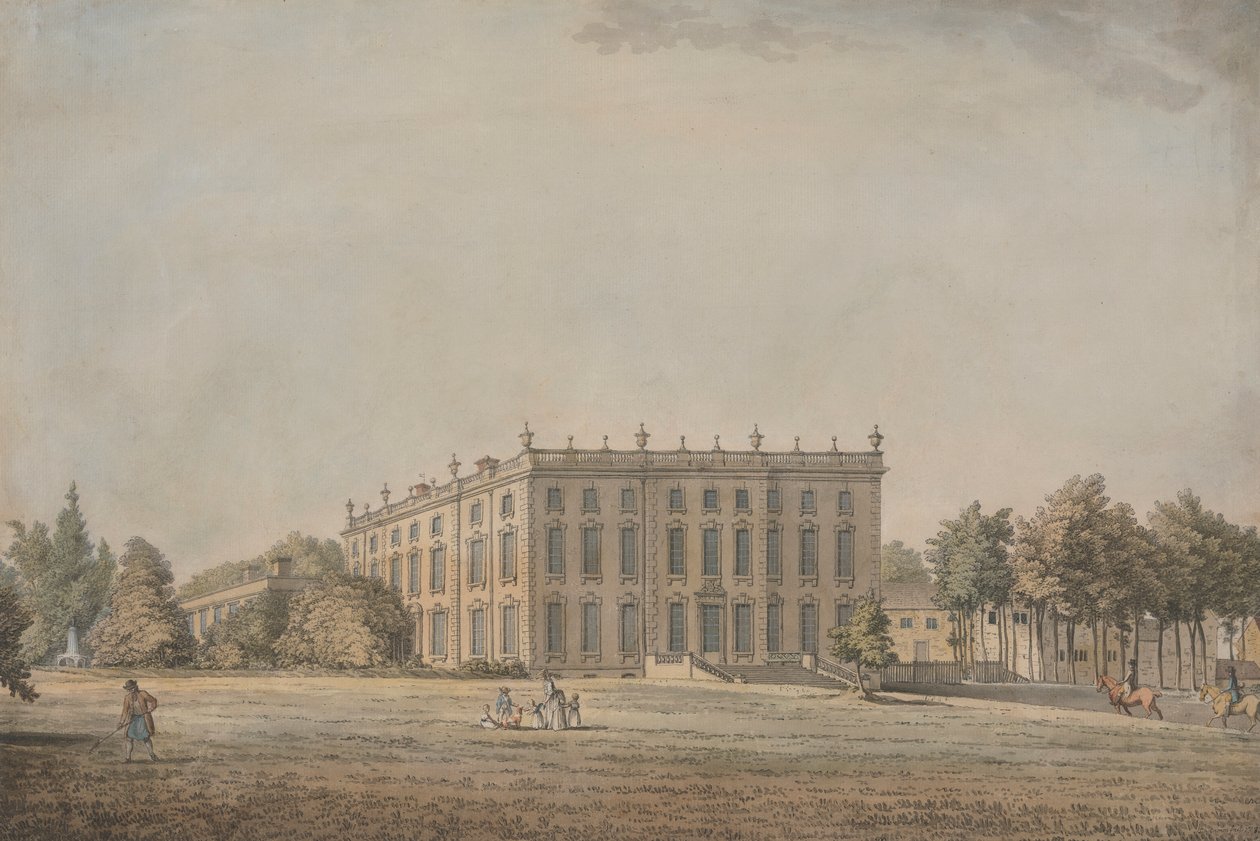 Udsigt over Wingerworth Hall, Derbyshire af Samuel Hieronymus Grimm