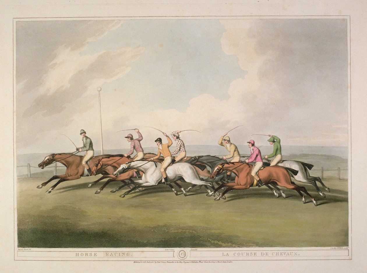 Hestevæddeløb fra Ormes samling af britiske feltsportstryk, 1807 af Samuel Howett