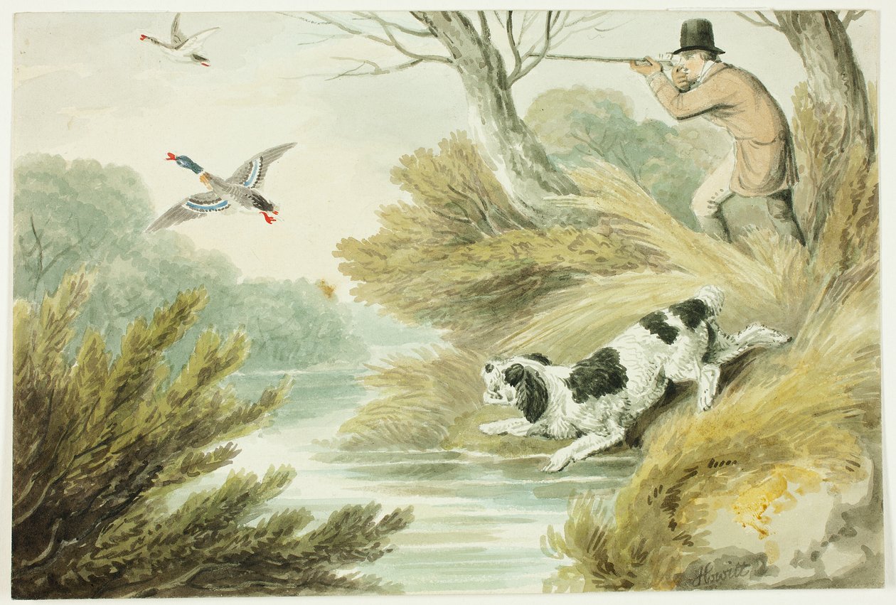 Jæger med retriever af Samuel Howett