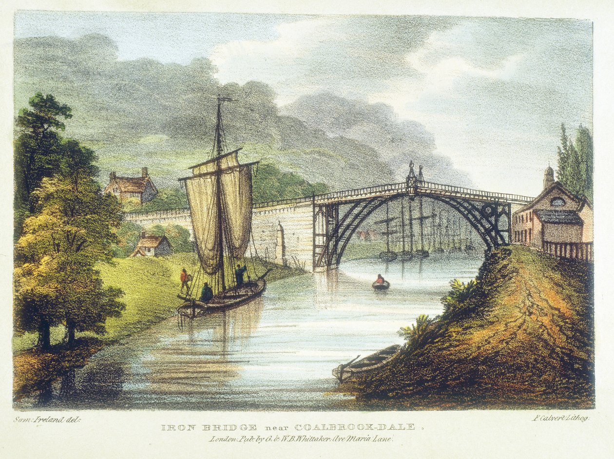 Jernbro over Severn ved Ironbridge, Coalbrookdale, England, bygget 1779 1795 af Samuel Ireland