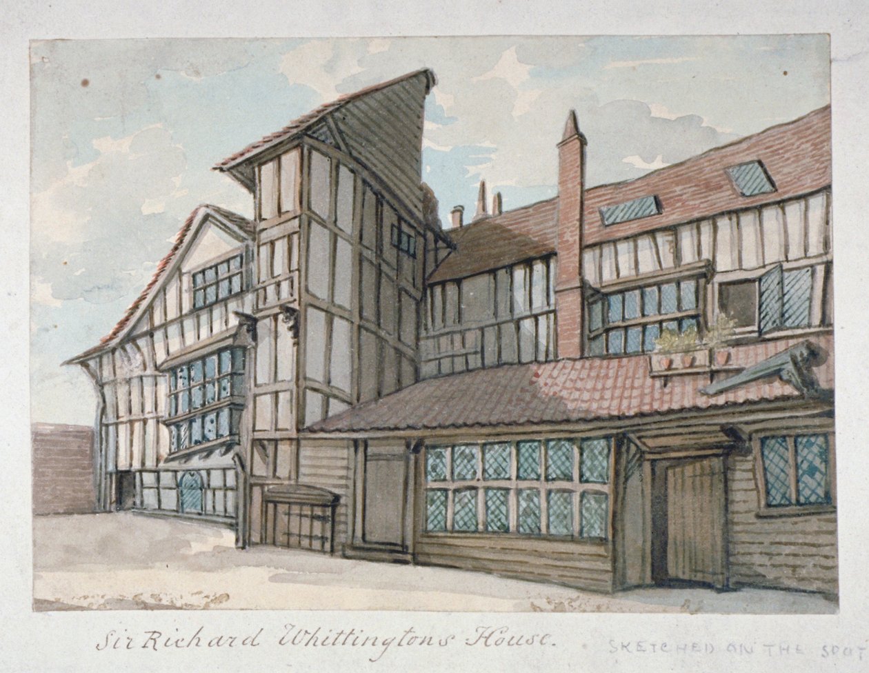 Sir Richard Whittingtons hus, Milton Street, City of London, 1800 af Samuel Ireland