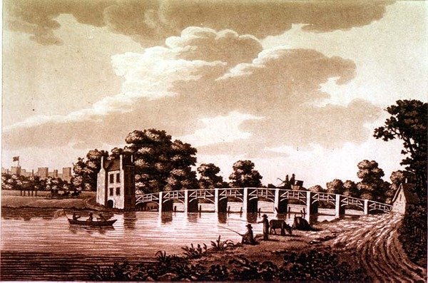 South East View of Datchet Bridge, illustration fra 