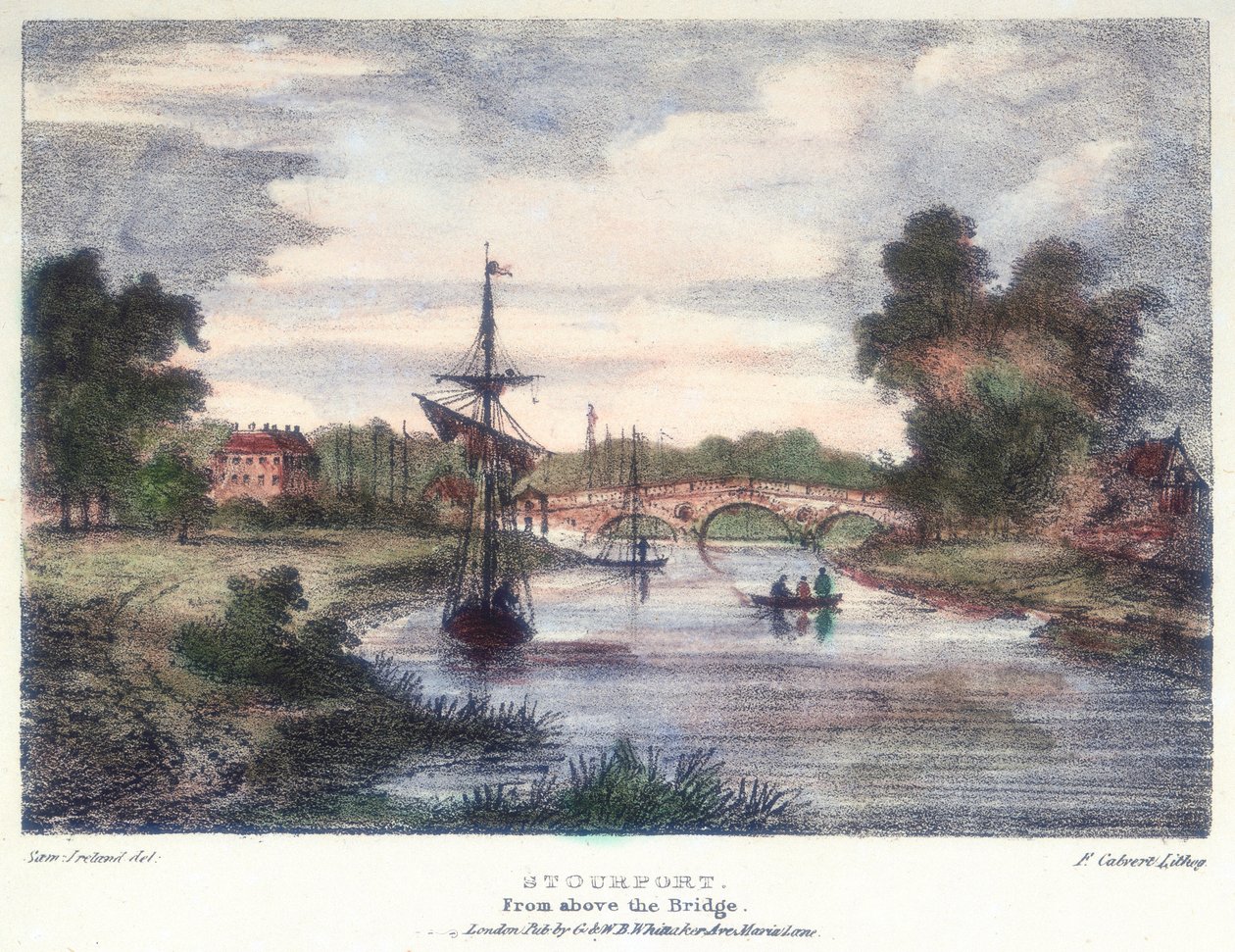 Stourport-on-Severn, Worcestershire, fra over broen, c1795. af Samuel Ireland