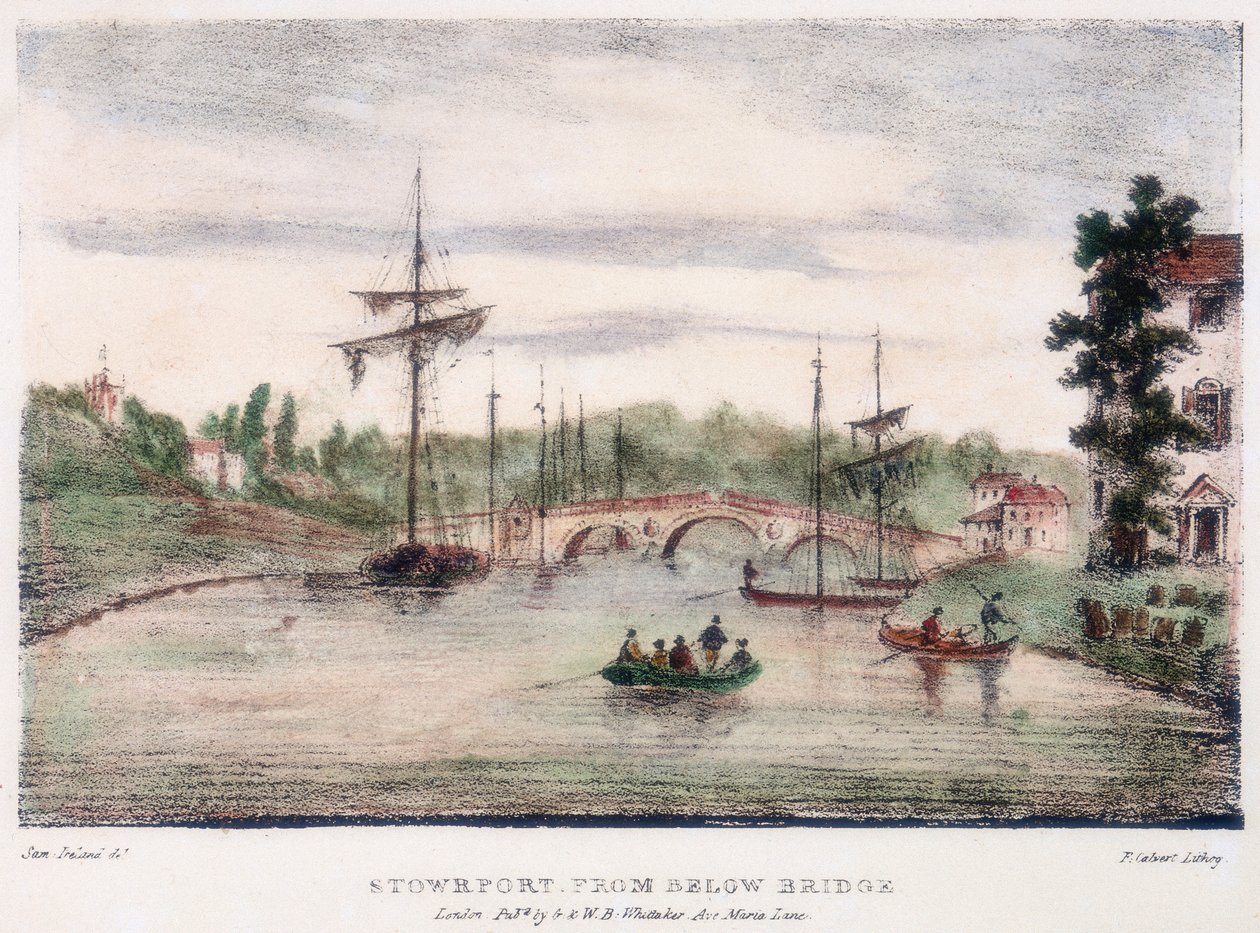 Stourport-on-Severn, Worcestershire, fra under broen, c1795. af Samuel Ireland