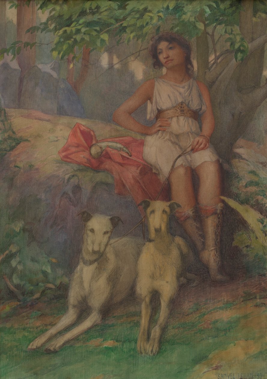 Figur med to hunde af Samuel Isham