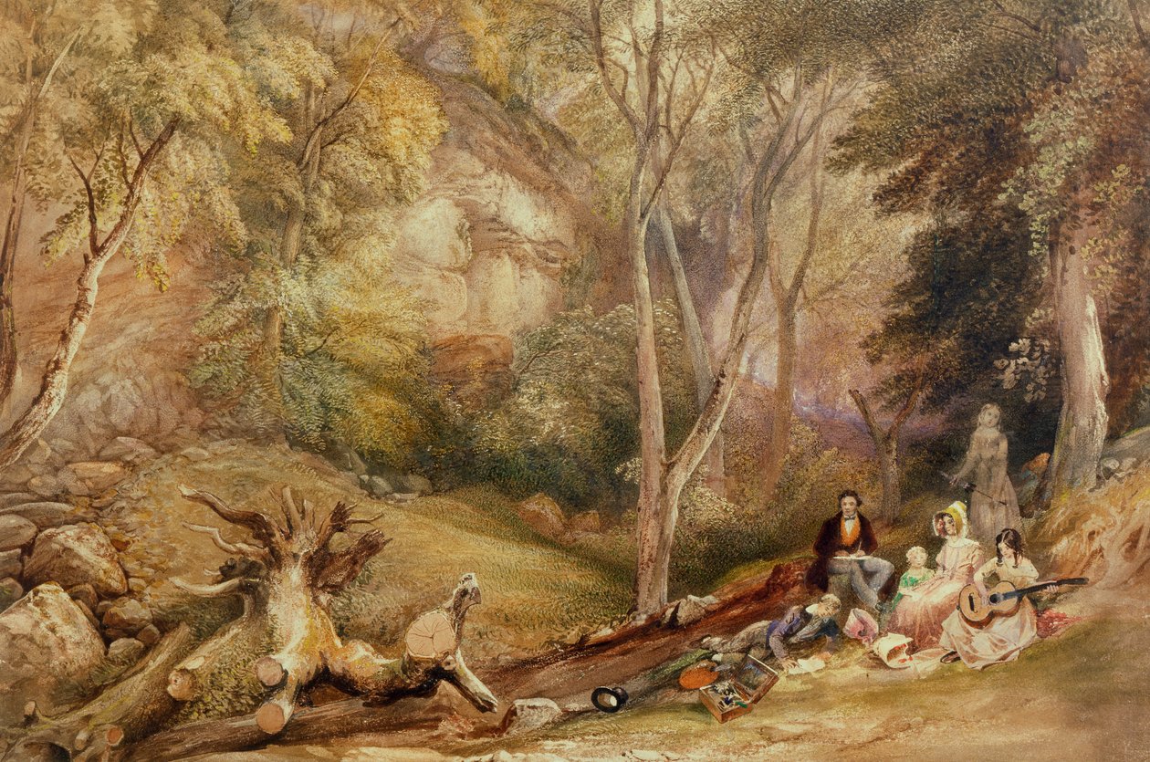En skitsefest i Leigh Woods, ca. 1830 af Samuel Jackson