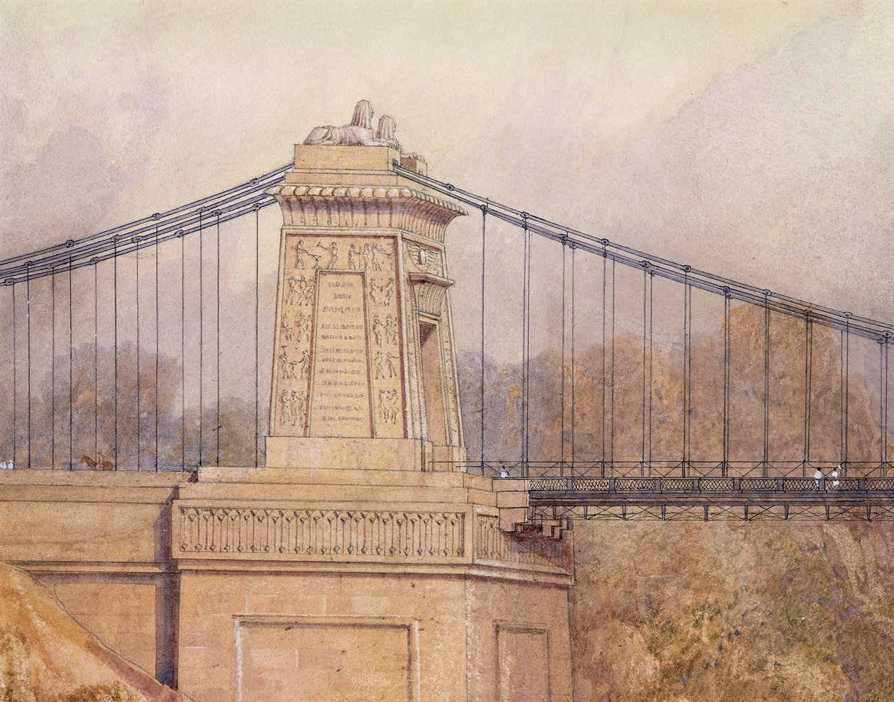 Detalje af det godkendte design for Clifton Suspension Bridge af Samuel Jackson