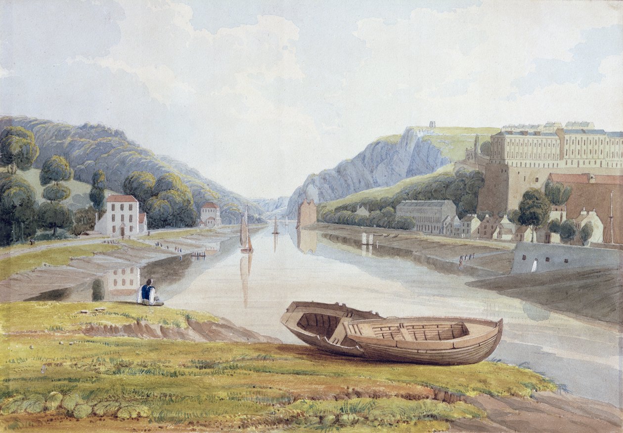 Udsigt ned ad Avon med Hotwells og Clifton, ca. 1825 af Samuel Jackson