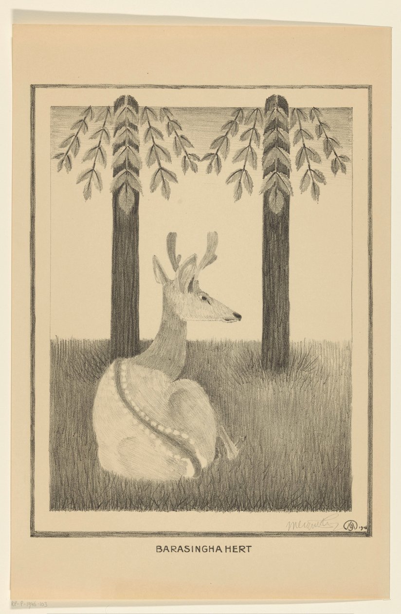 Barasinghahert (original titel på objekt) af Samuel Jessurun de Mesquita (signed by artist)