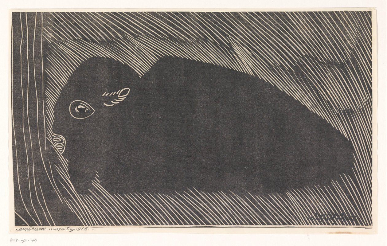 Liggende bison af Samuel Jessurun de Mesquita (signed by artist)