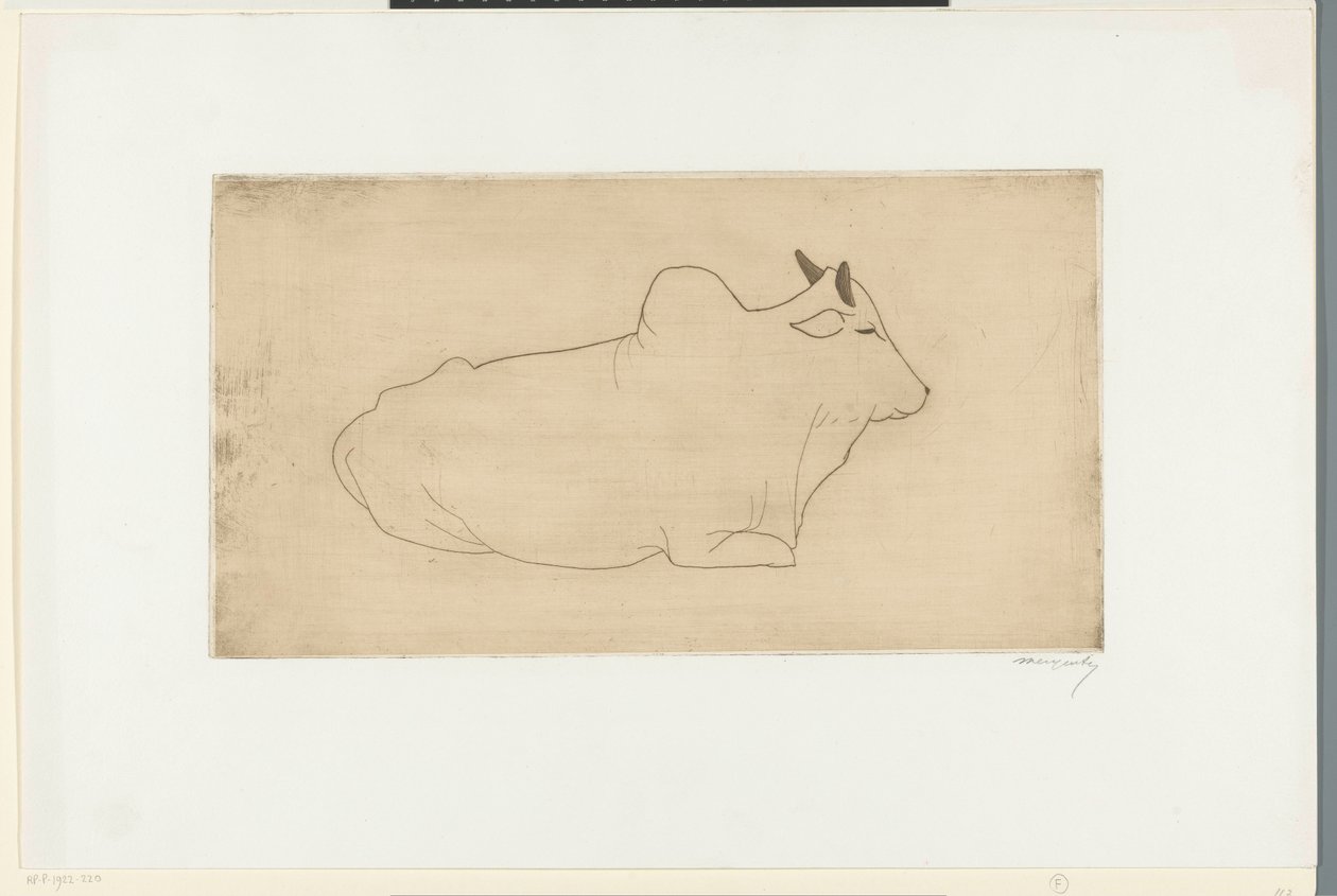 Liggende zebu af Samuel Jessurun de Mesquita (signed by artist)