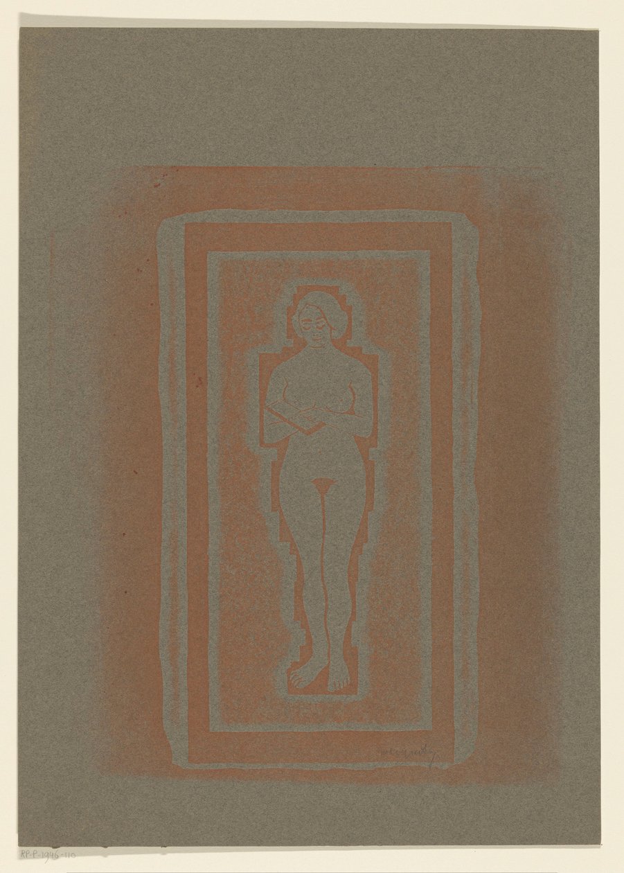 Nøgen med bog eller stenplade i hånden af Samuel Jessurun de Mesquita (signed by artist)