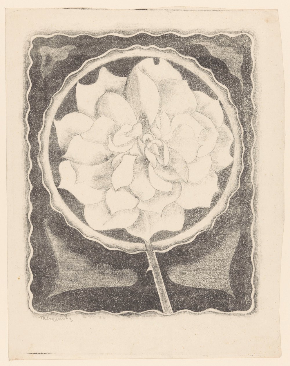 Rose (i cirkel, med bølget kant) af Samuel Jessurun de Mesquita (signed by artist)
