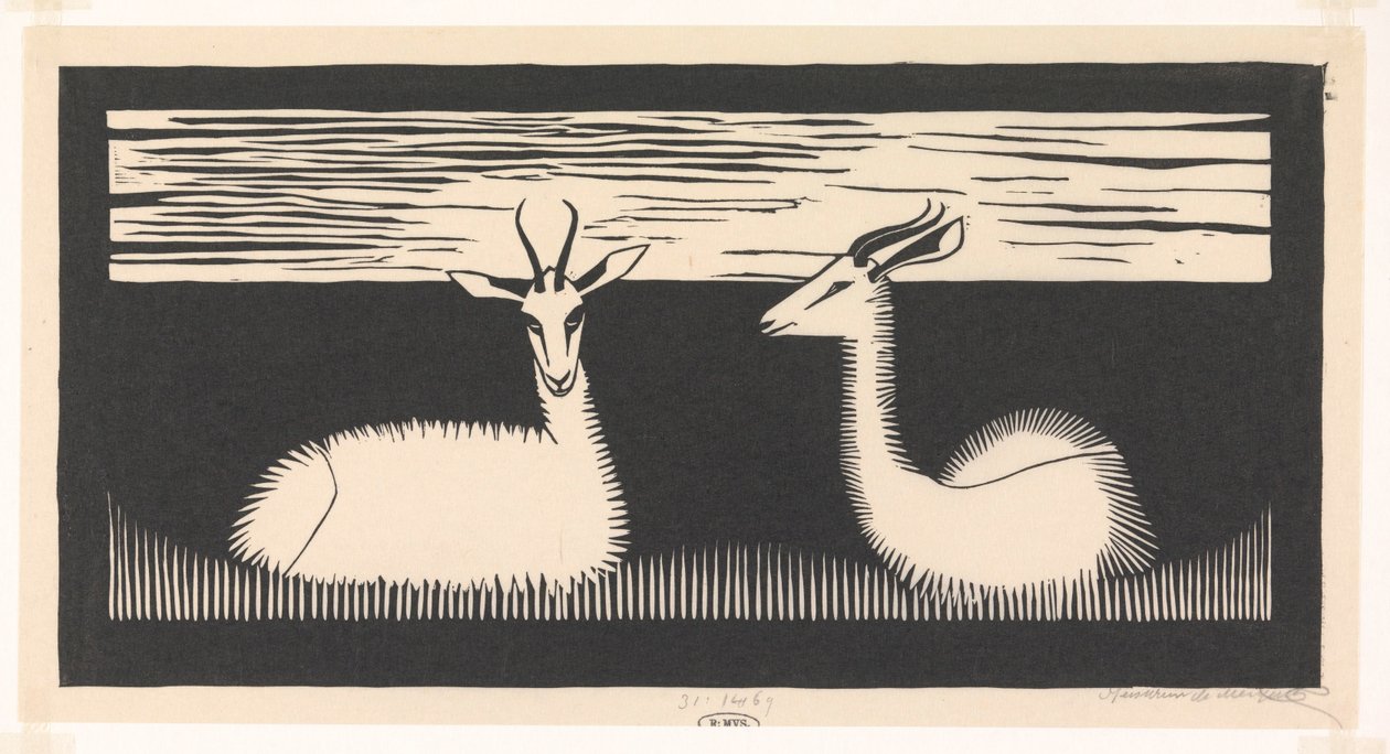 To gazeller af Samuel Jessurun de Mesquita (signed by artist)