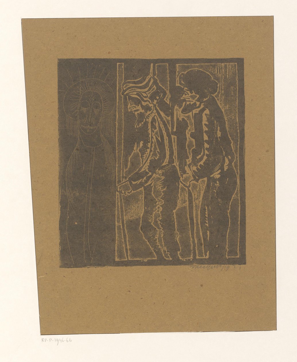 To mænd på skikkelse med lukkede øjne af Samuel Jessurun de Mesquita (signed by artist)