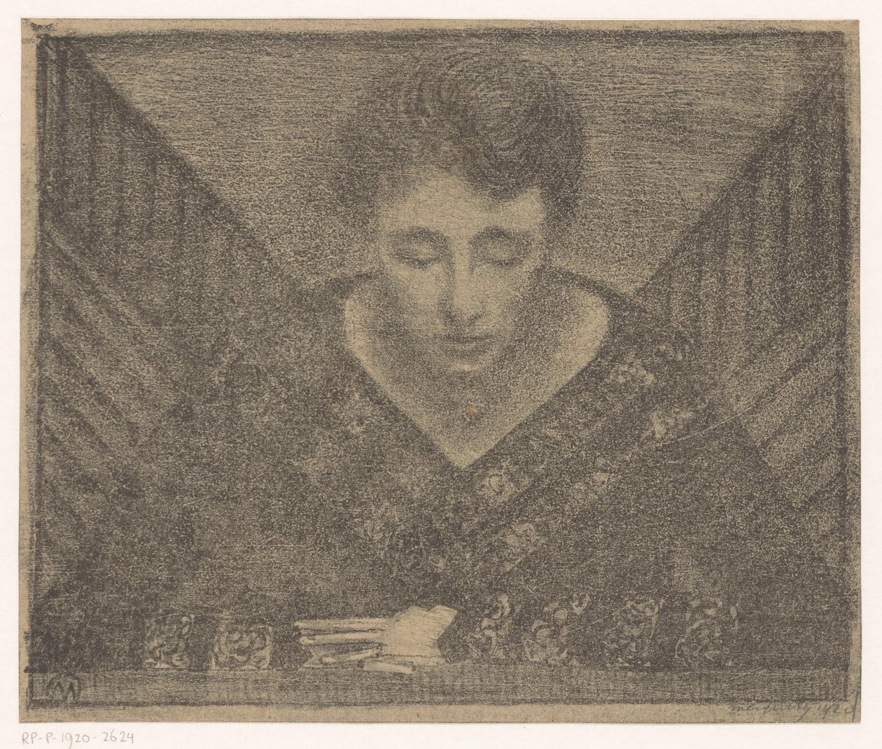 V-hals kvinde af Samuel Jessurun de Mesquita (signed by artist)