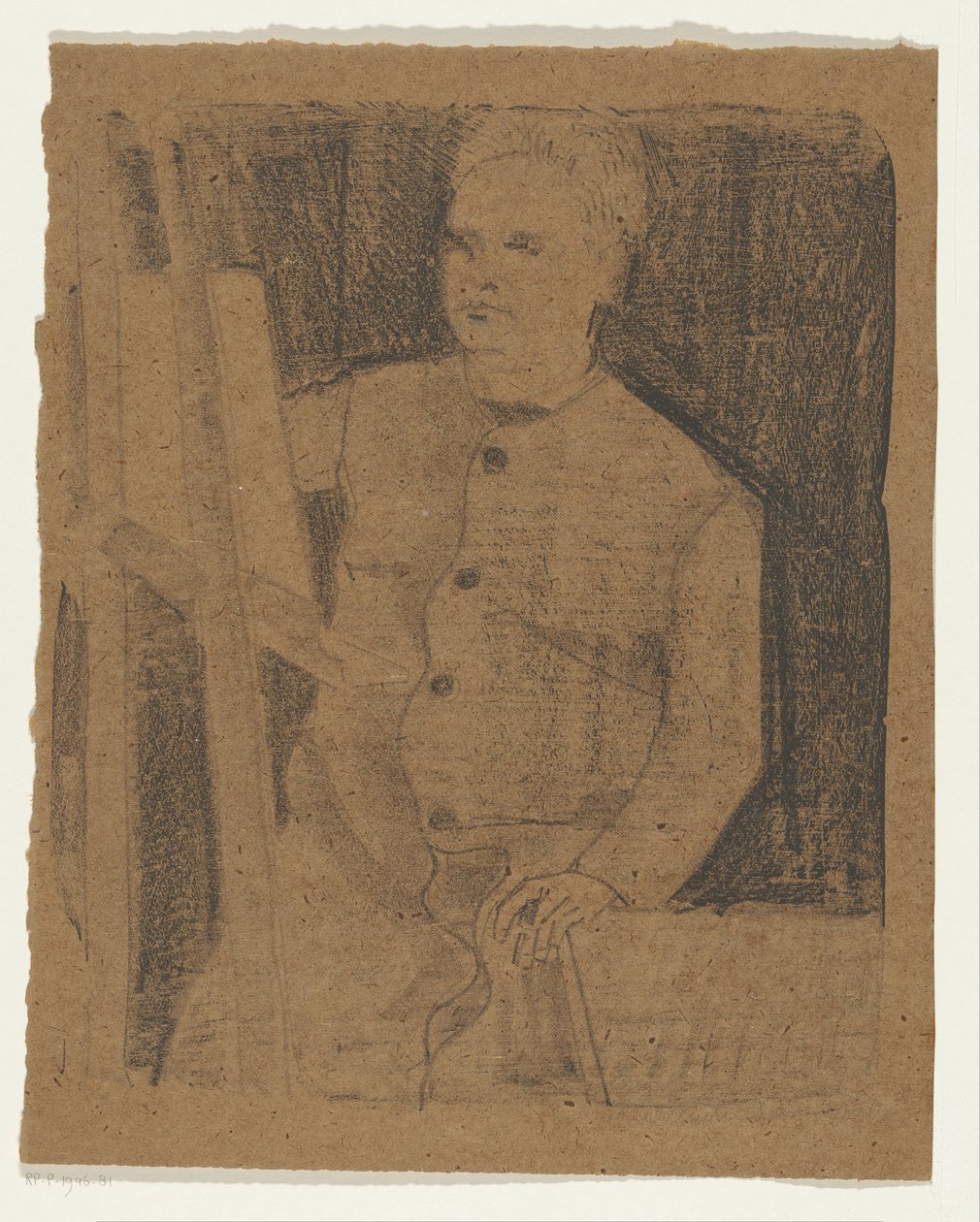 Selvportræt bag staffeli af Samuel Jessurun de Mesquita (signed by artist)
