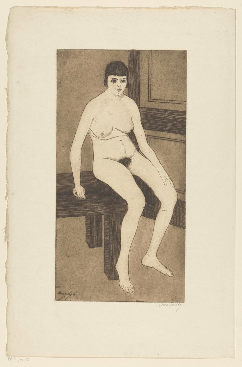 sidder nøgen af Samuel Jessurun de Mesquita (signed by artist)