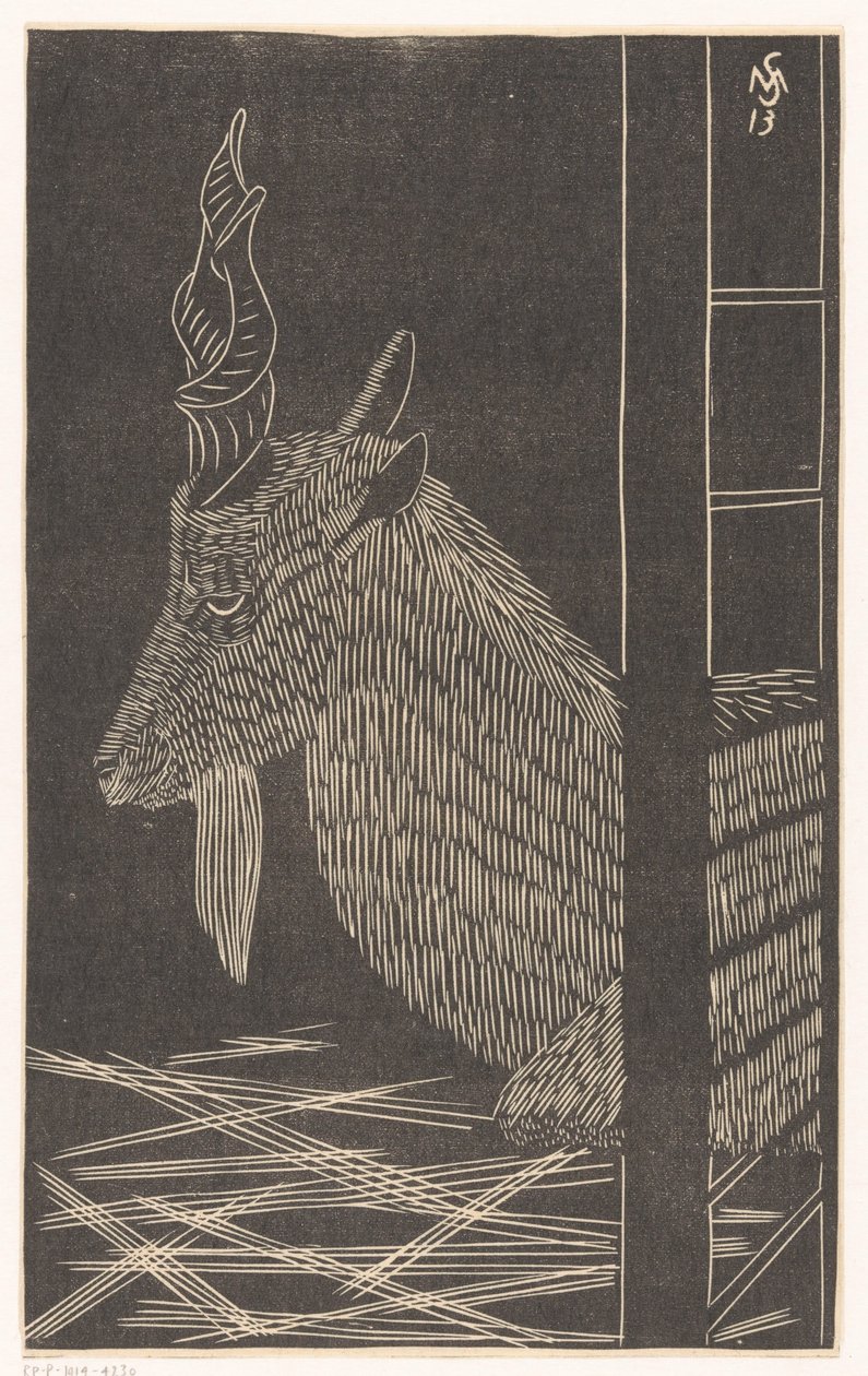 Markhor-ged (siddende hjorte i et bur) af Samuel Jessurun de Mesquita