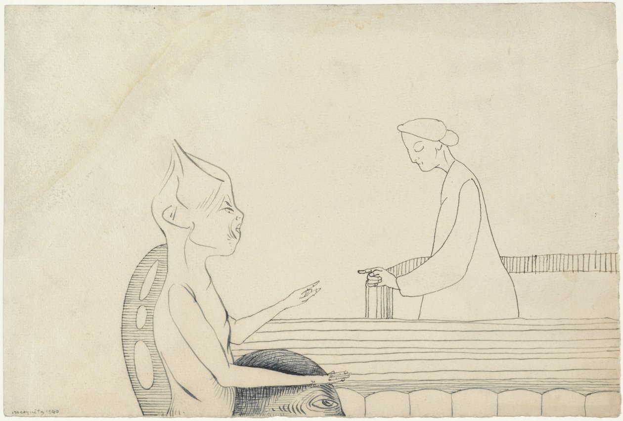 To fantasifigurer, der peger på hinanden af Samuel Jessurun de Mesquita