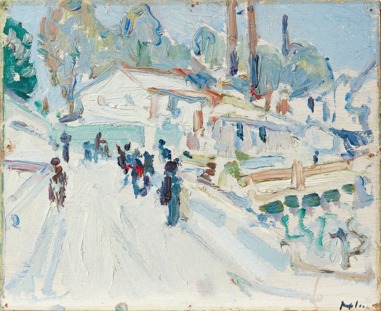 En gade i Paris (olie om bord) af Samuel John Peploe