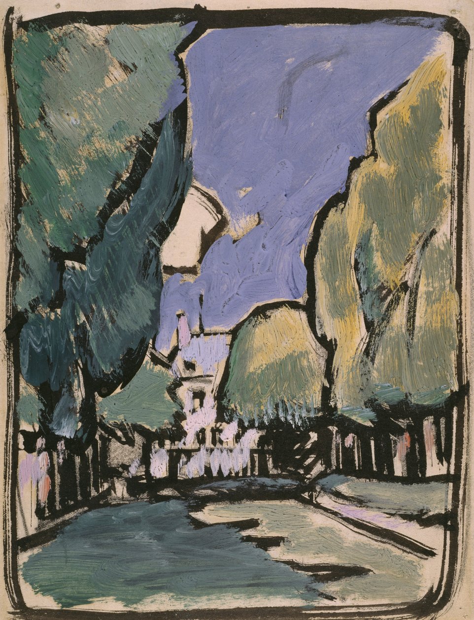 Landskab (olie på papir) af Samuel John Peploe
