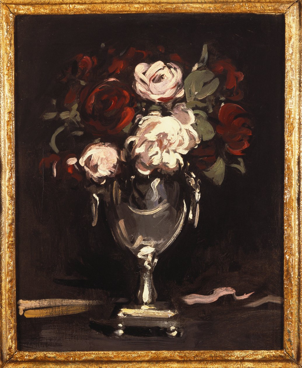 Røde og hvide roser i en sølvurne, ca. 1897 af Samuel John Peploe