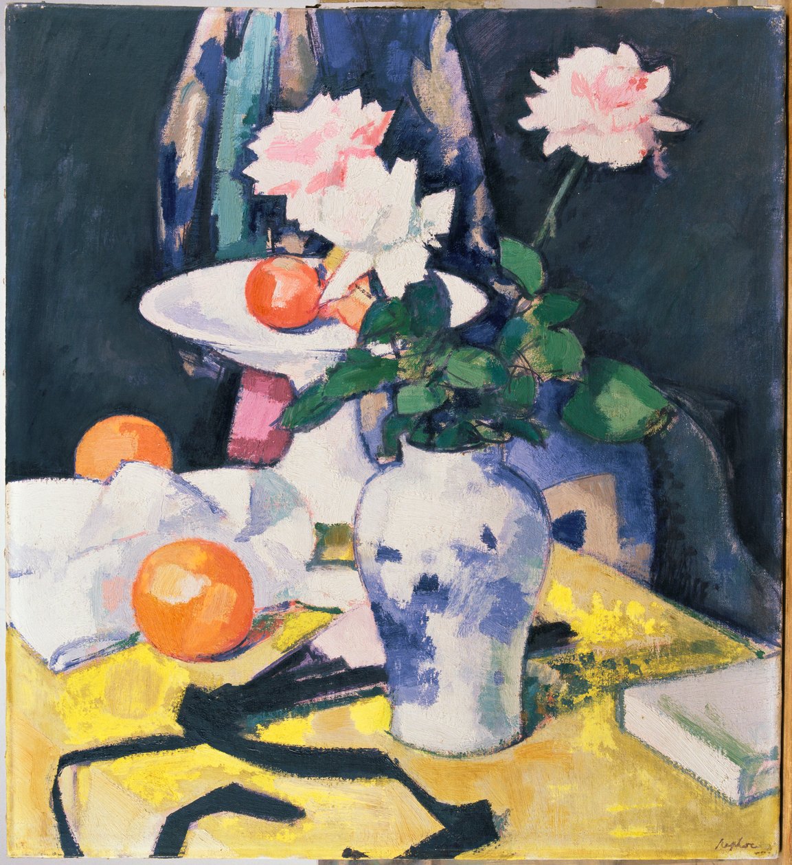 Roser og appelsiner, ca. 1920 (olie på lærred) af Samuel John Peploe