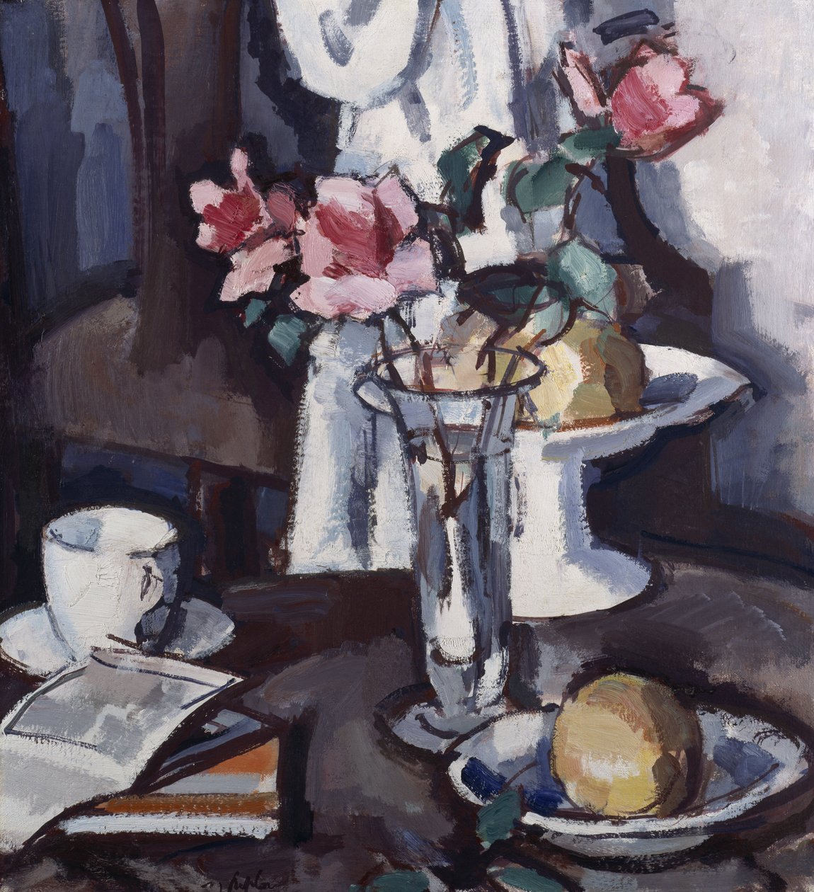 Stilleben med røde roser, ca. 1931 (olie på lærred) af Samuel John Peploe