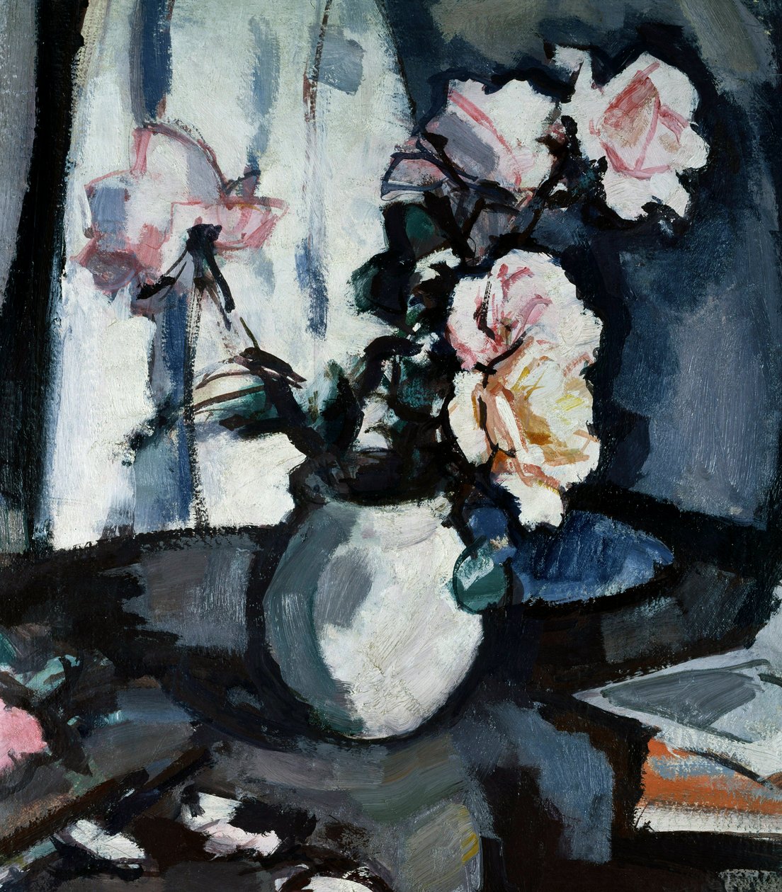 Stilleben med roser i en vase . Peinture de Samuel John Peploe (1871-1935 British) Collection privee af Samuel John Peploe