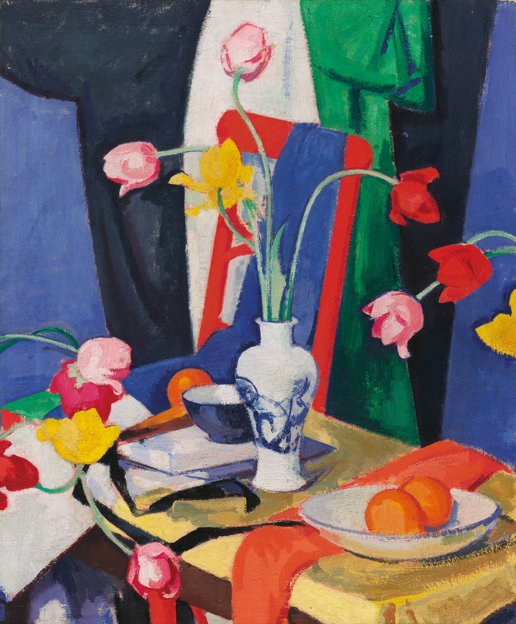 Stilleben med tulipaner, ca. 1919 (olie på lærred) af Samuel John Peploe