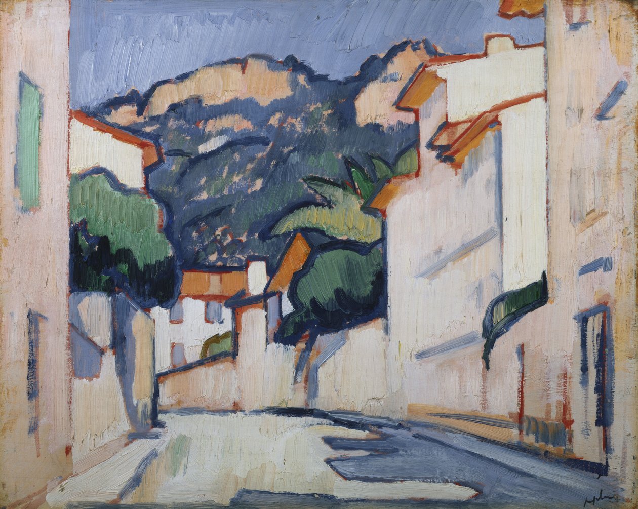 Gadebillede, Cassis, ca. 1913 (olie på panel) af Samuel John Peploe